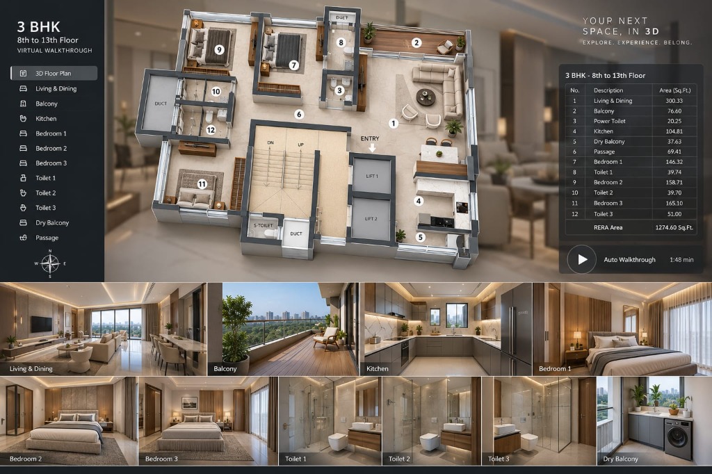 ARMAAN 3 BHK typical floor plan